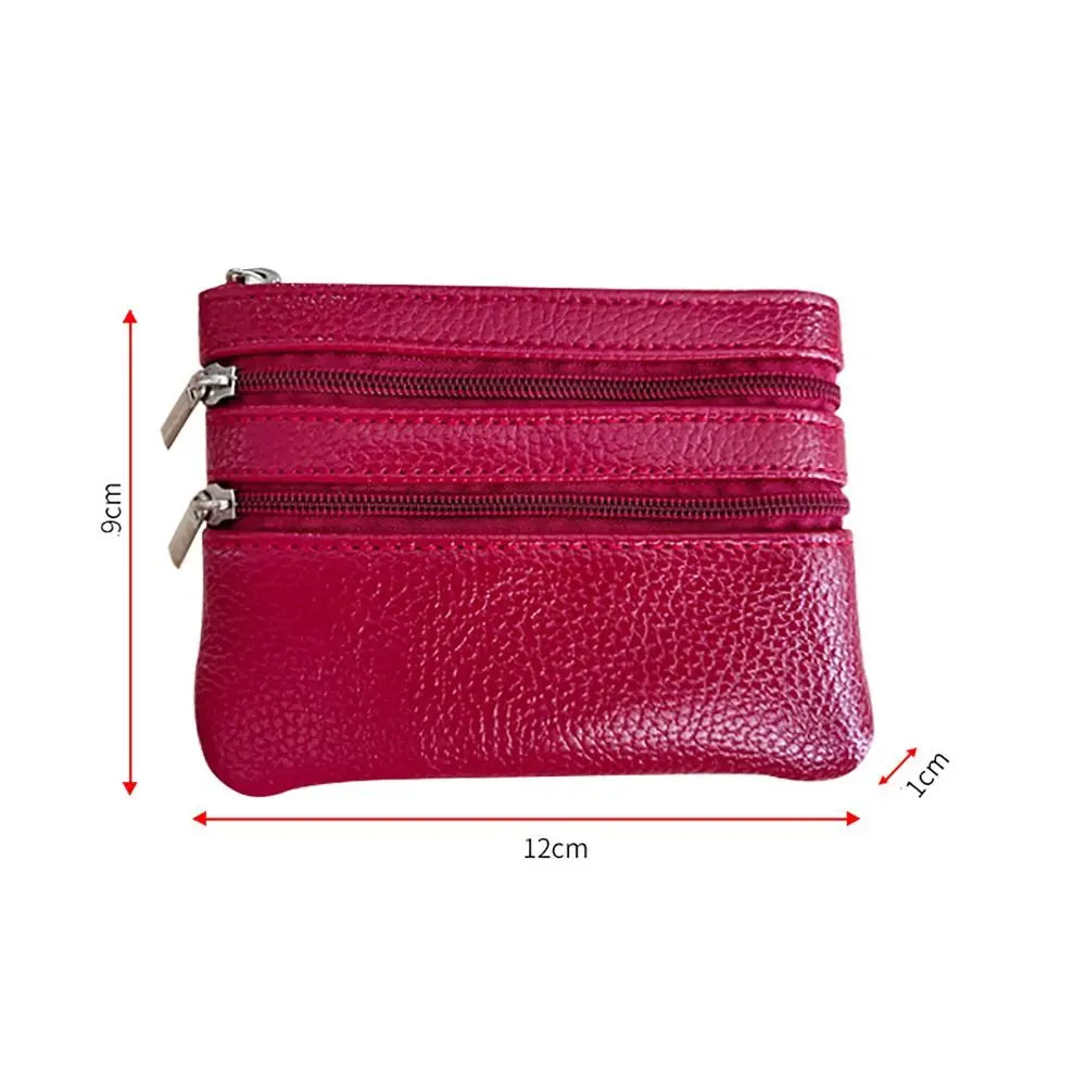 PU Leather Coin Purse with Key Ring – Waterproof Zipper Pocket Wallet & Credit Card Holder