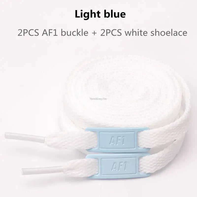 AF1 Shoelaces Combination Set — White Flat Laces & Shoe Decoration for Air Force One Sneakers
