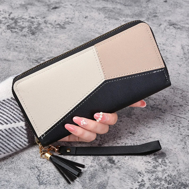 Women's Fashion Zipper Long Wallet – PU Leather Billfold with Coin Purse & Card Holder