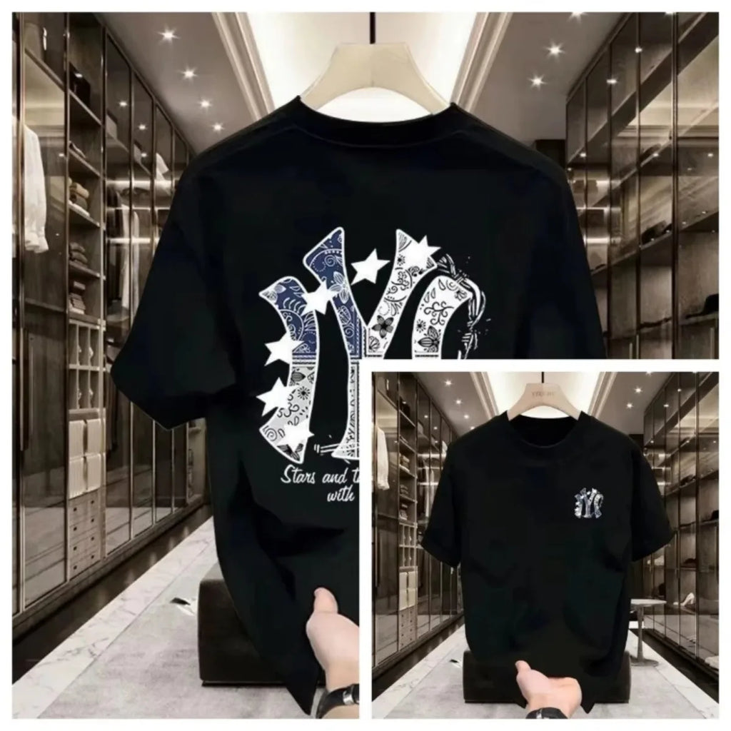 Men's Trendy Street Print T-Shirt — Loose Fit Cotton Short Sleeve Streetwear Tee