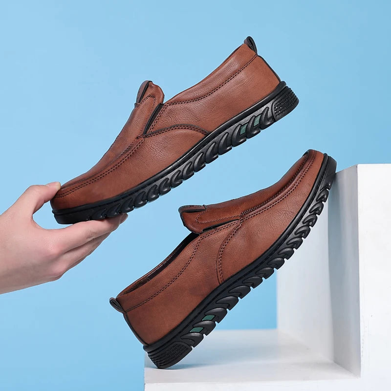 Men's Split Leather Slip-On Loafers