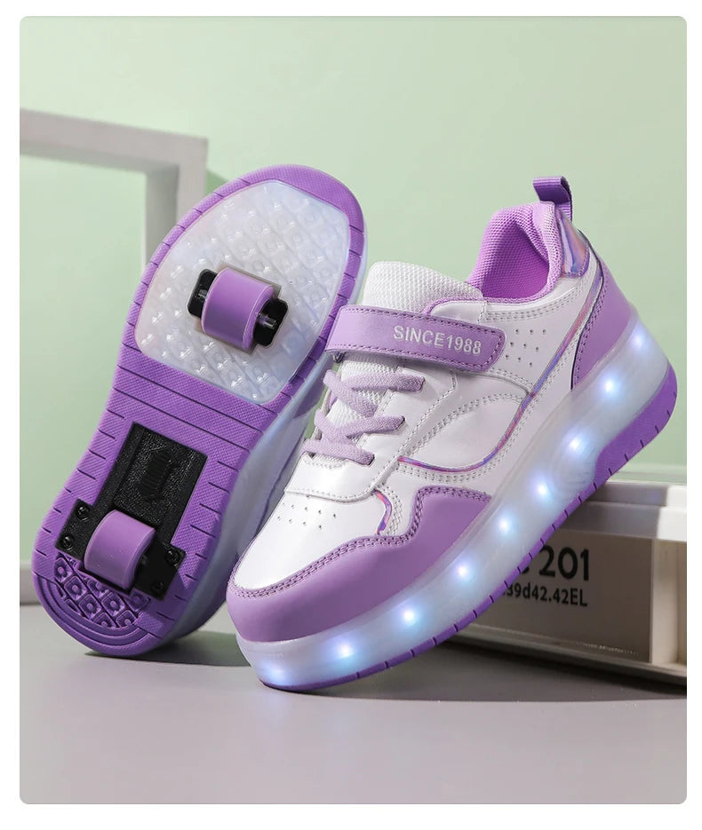 Children's LED Light Roller Skates – Multi-Functional Detachable Wheel Shoes, Size 29-41 for Students