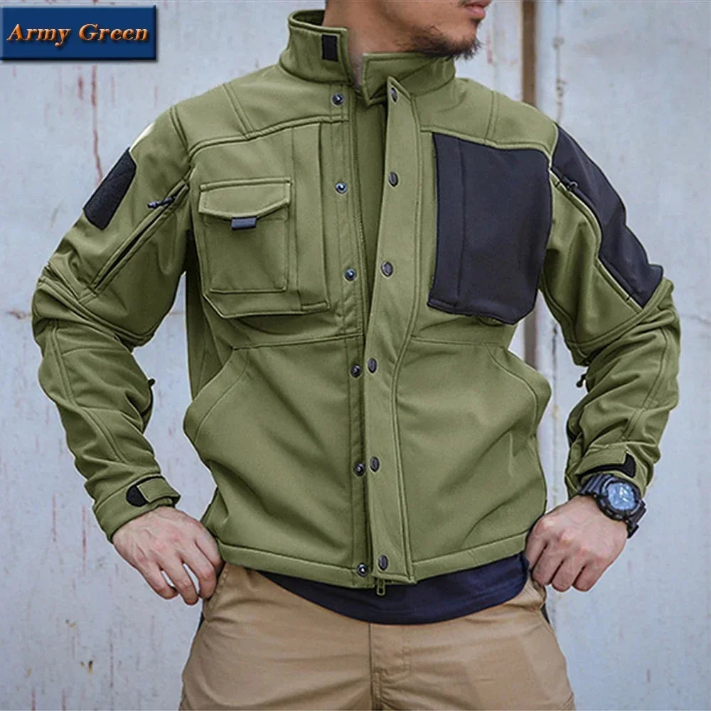 Men's Tactical Soft Shell Jacket & Cargo Pants Set – Waterproof Fleece-Lined Winter 2-Piece