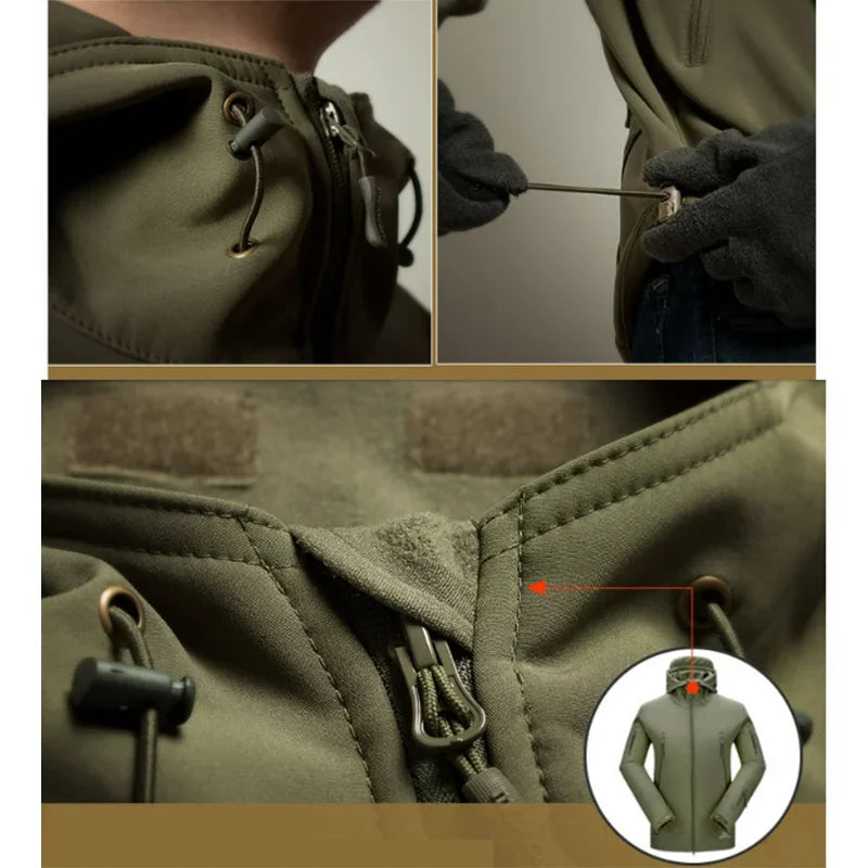 Men's Waterproof Soft Shell Tactical Jacket & Fleece Cargo Pants Set – Outdoor Hiking 5XL 6XL