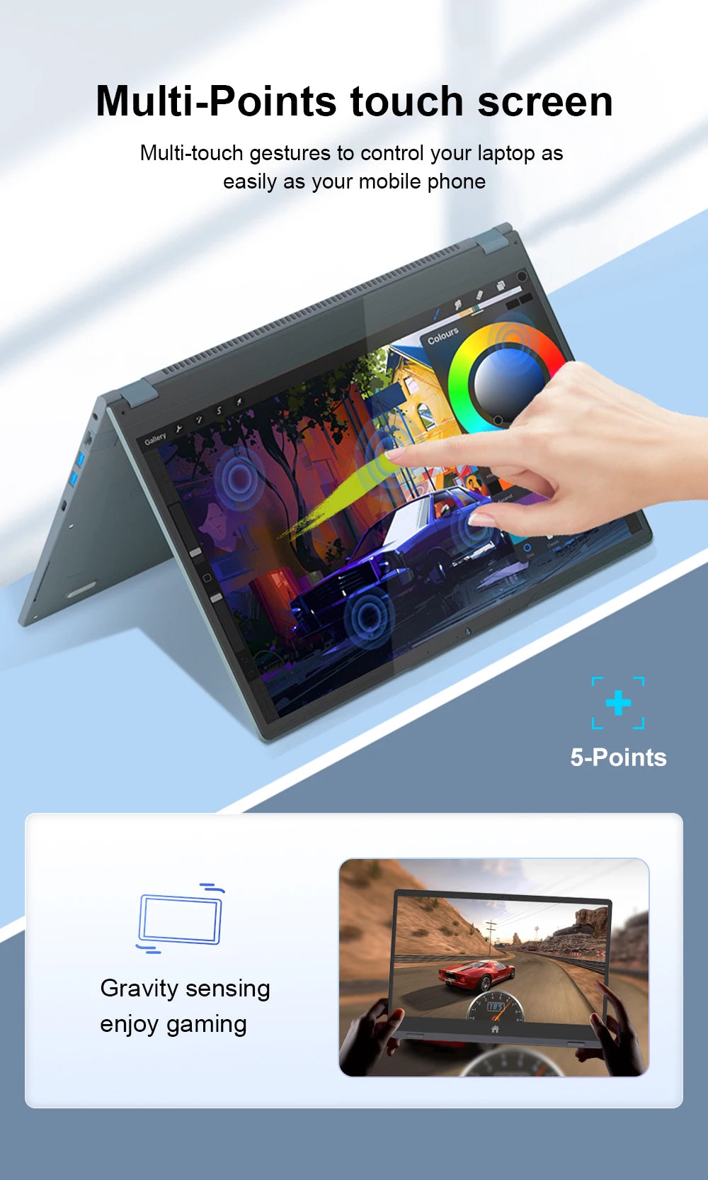 Ninkear YBOOK15 360° 2-in-1 Laptop – 15.6" FHD IPS Touch, AMD Ryzen 3 3200U, Up to 16GB DDR4, 512GB SSD, Windows 11 Pro