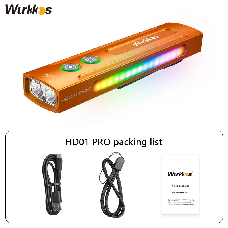 Wurkkos HD01 PRO – 1200 Lumen 4-in-1 Flat EDC Flashlight, White + UV + Green + RGB Side Lights, IP65