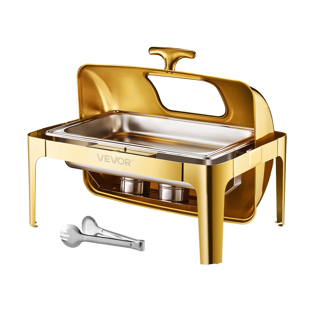 9 Qt Roll Top Chafing Dish Buffet Server — Stainless Steel Chafer with Visible Lid