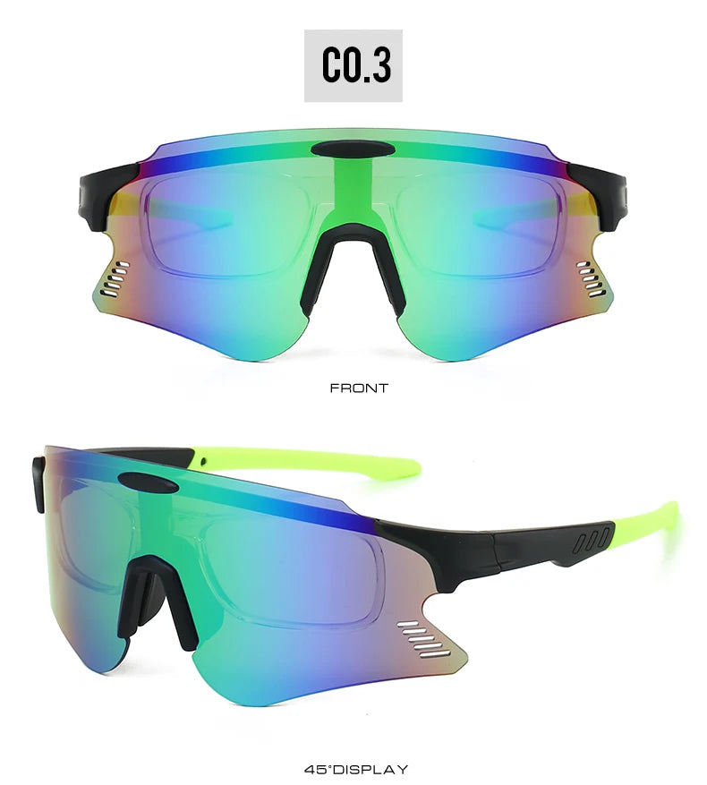 KAMMPT Oversized Sports Cycling Sunglasses | Mirror Anti-UV Windproof Protective Shades for Men & Women