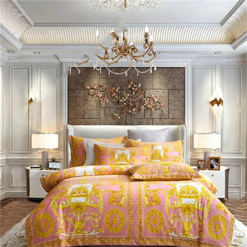 Luxury Baroque Bedding Set – Digital Print Queen & King Duvet Cover with Pillowcases