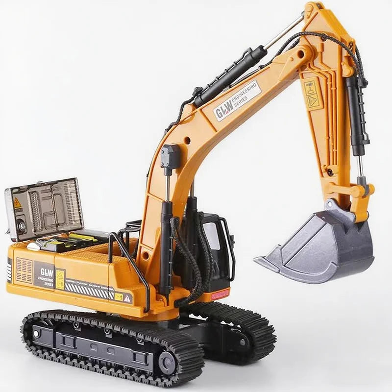 Alloy Die-Cast Excavator Toy with Sound, Light & Pull-Back – Construction Vehicle for Kids