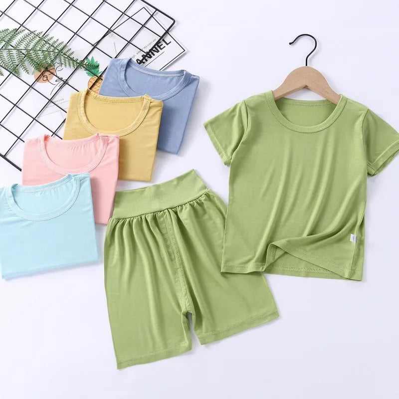 Baby Girls Modal Pajamas Set | Spring Summer Kids Homewear Nightwear Indoor Clothing