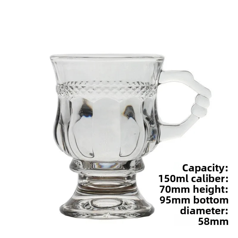 Vintage Embossed Glass Cup with Handle