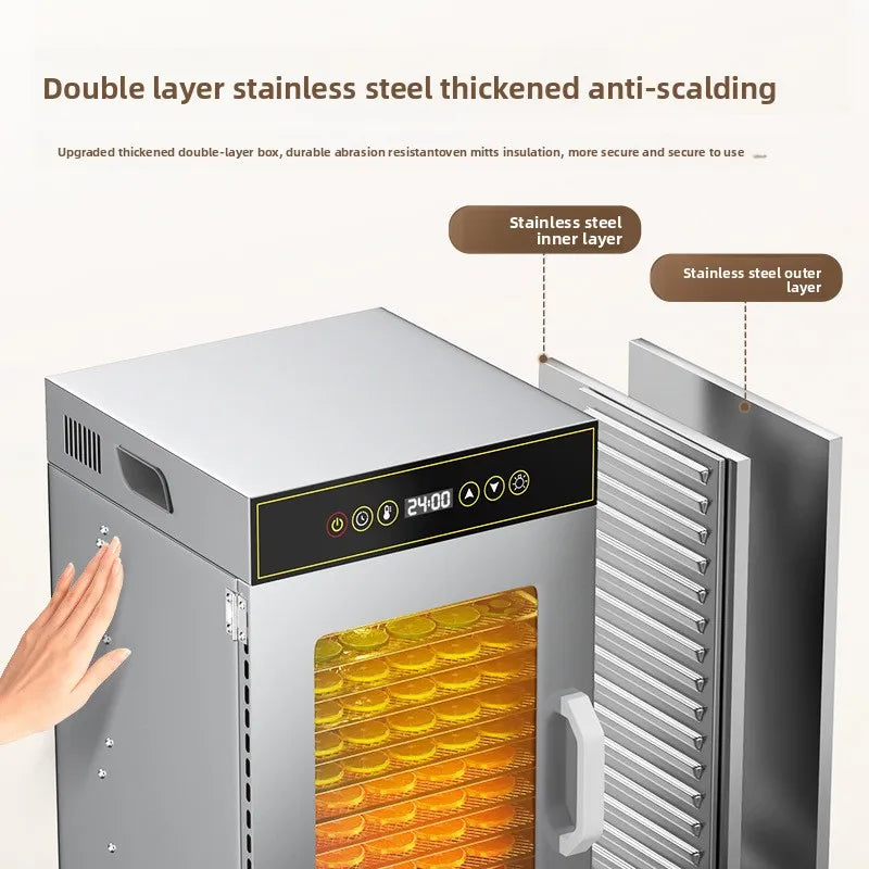 18-Layer Stainless Steel Food Dehydrator — Commercial & Home Use, Adjustable Temperature