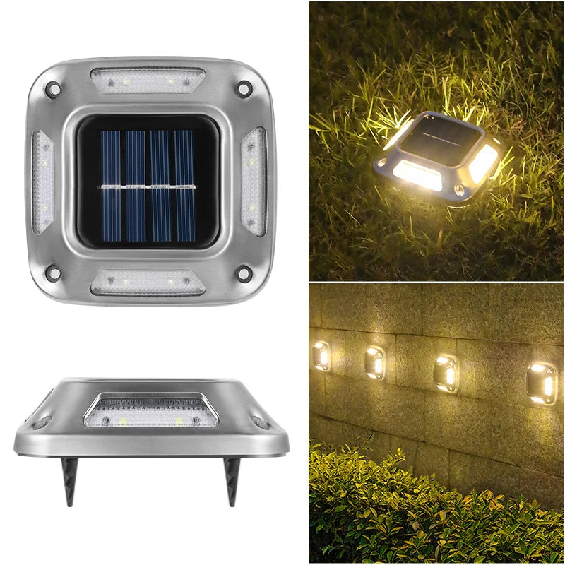 Solar Ground Garden Light — 8 LED Waterproof Warm Light Driveway Marker Lamp