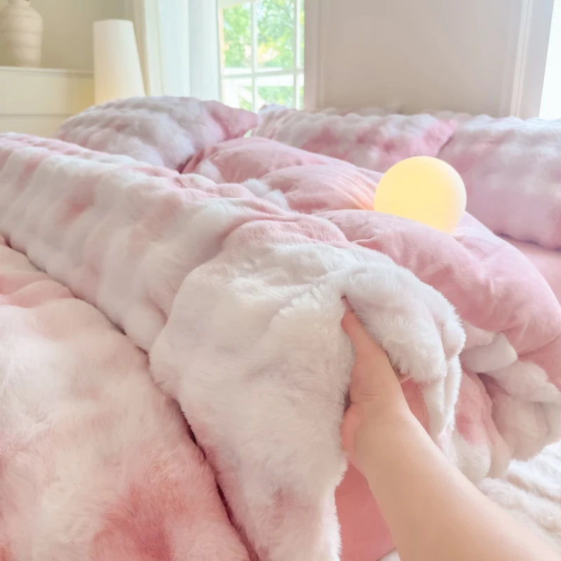 Bonenjoy 1pc Plush Duvet Cover Warm Quilts Cover Skin-friendly Bedding Solid Color Comforter Covers 이불커버 (No Pillowcase)
