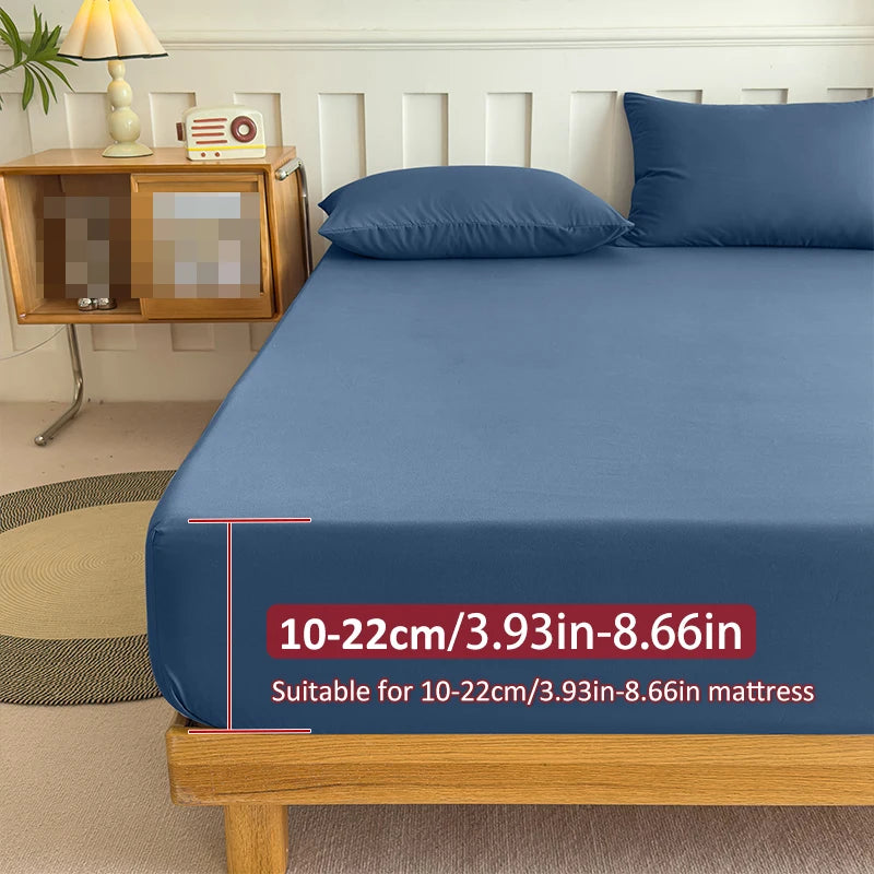 Fitted Bed Sheet with Elastic Band – Solid Color, 90-180x200cm, 100% Polyester, Single to King