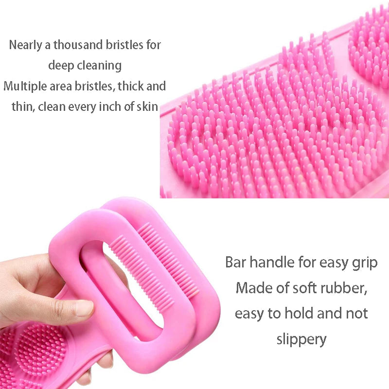 Silicone Exfoliating Back Scrub Belt – Double-Sided Shower Body Cleaner Strap
