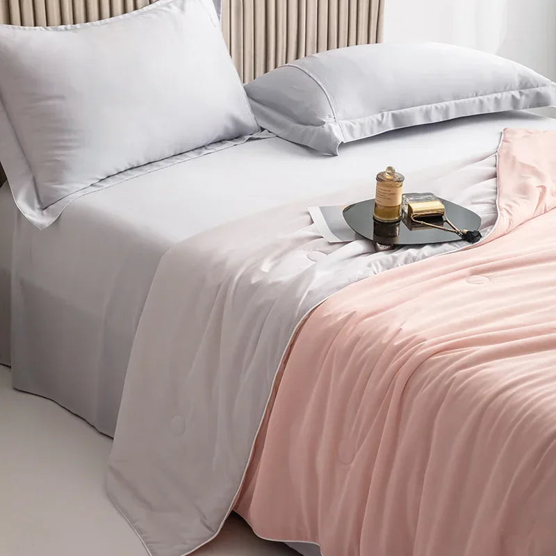 Ice Silk Cooling Blanket – Lightweight Smooth Summer Comforter, Twin & King, Air Condition Quilt