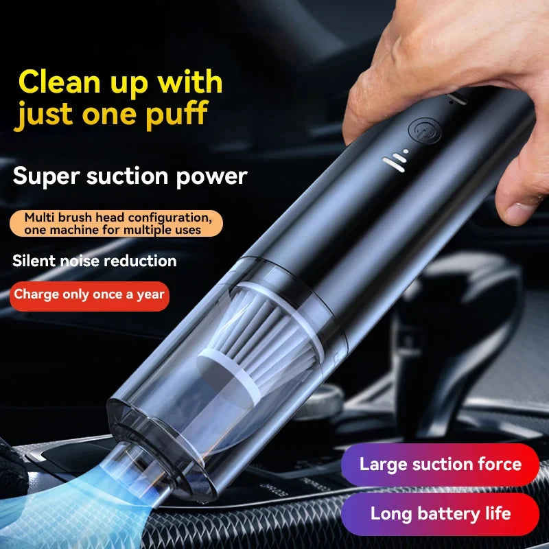 Cordless Mini Car Vacuum Cleaner – White Handheld