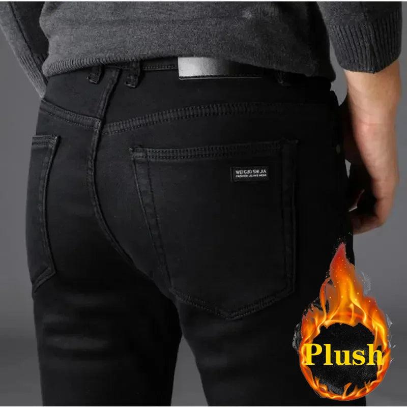 Men's Soft Stretch Black Biker Jeans — Slim Fit Moto Denim