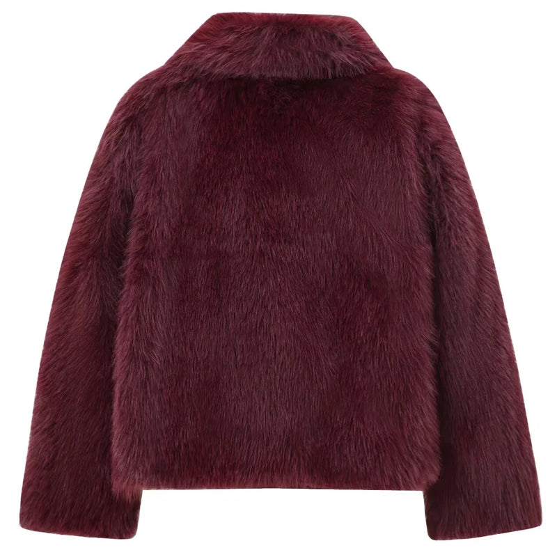 Women's Plush Faux Fur Crop Bomber Jacket – Thick High Street Winter Coat