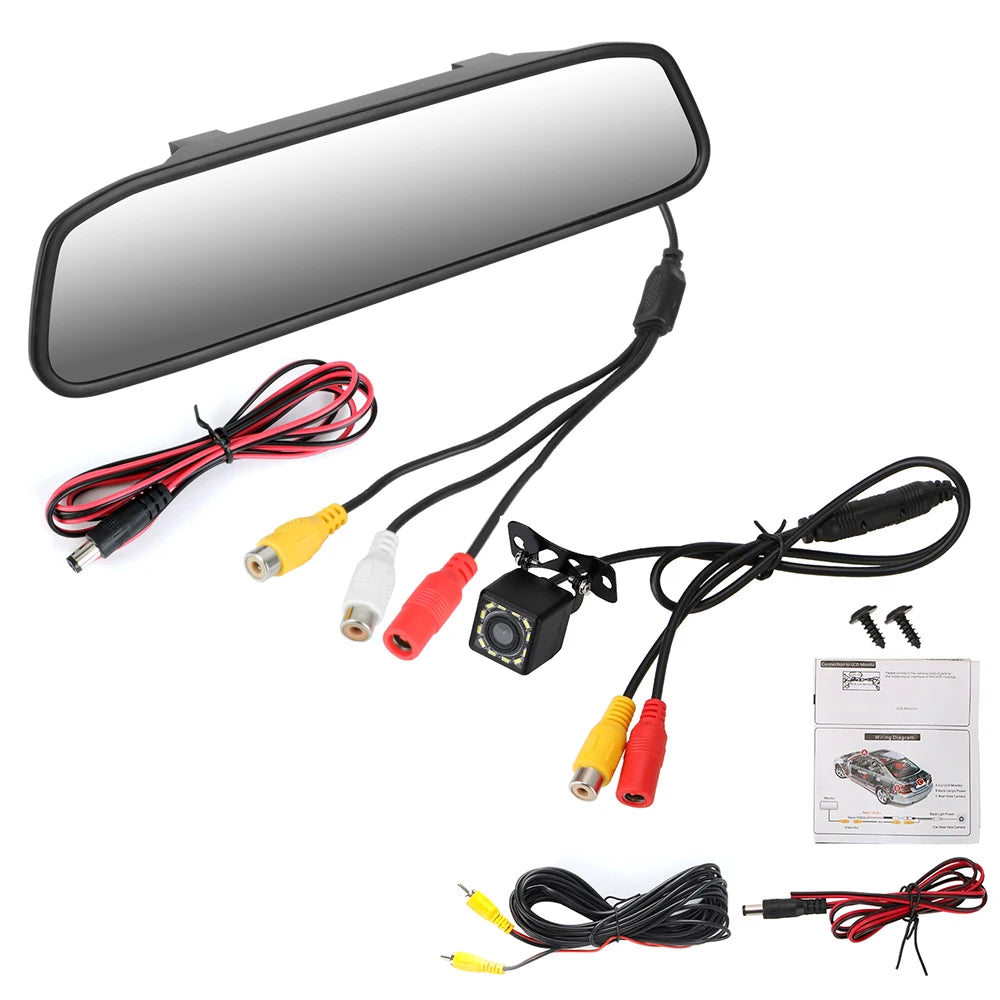 4.3" HD Car Rear View Mirror Parking Monitor — Backup Camera Display