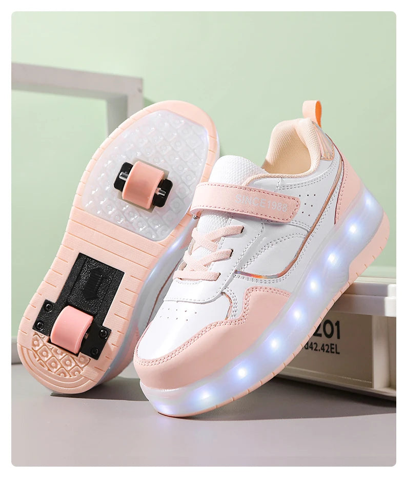Children's LED Light Roller Skates – Multi-Functional Detachable Wheel Shoes, Size 29-41 for Students