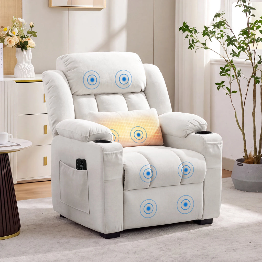 Power Recliner with Heat, Massage & 22-Inch Seat