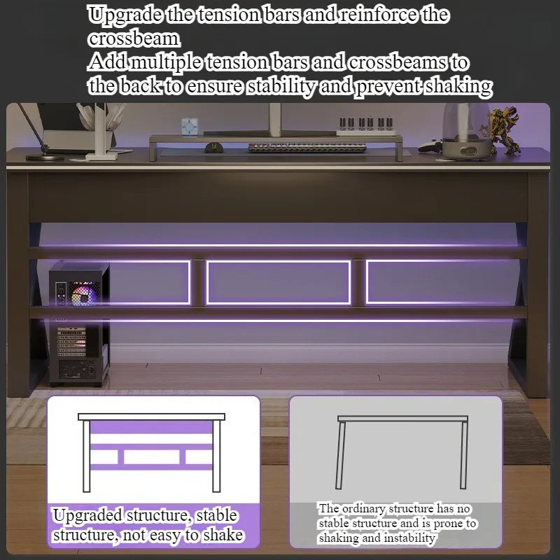 Student Writing & E-Sports Computer Desk — Metal Frame Home Office Workbench