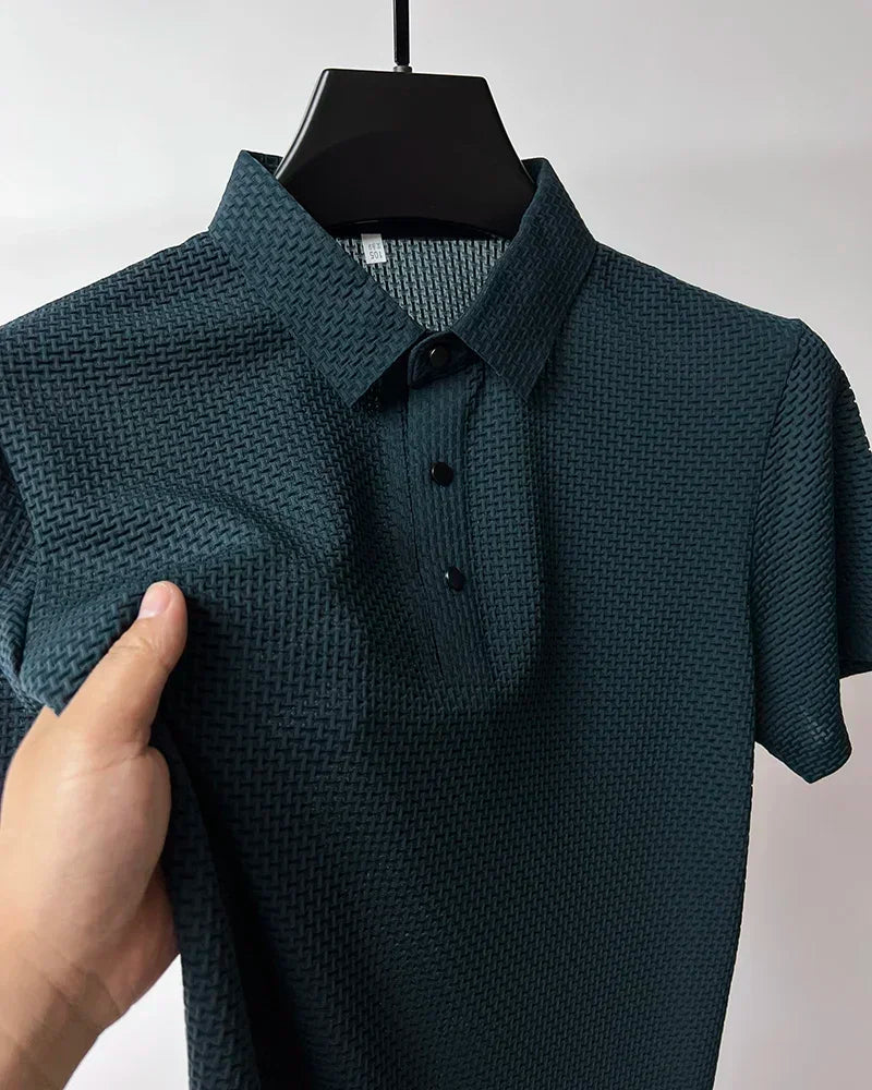 Men's Ice Silk Breathable Polo Shirt — Business Casual Short Sleeve Summer Top