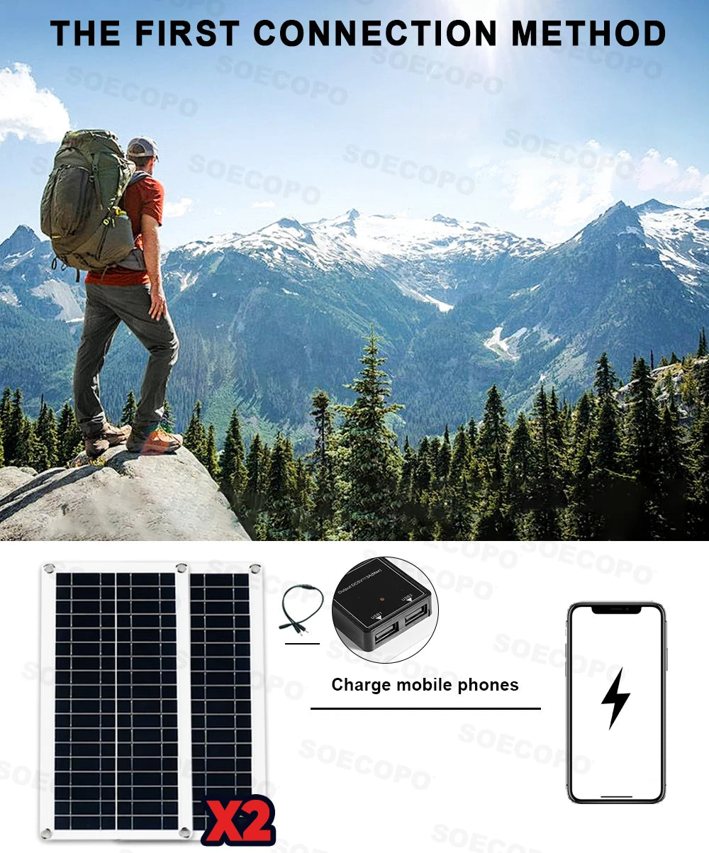 SOECOPO 6000W Solar Power System Kit – 200W x2 Panels, DC to AC Inverter, 100A Controller for Home & Camping