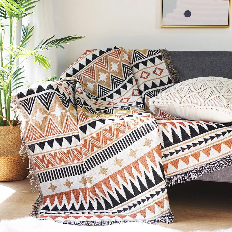 Bohemian Plaid Blanket for Sofa bed Decorative Blankets Outdoor Camping Picnic Blanket Boho Sofa cover throw Blanket With Tassel