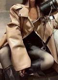 Women's Khaki Jacket – Loose Fit Zip-Front Layer