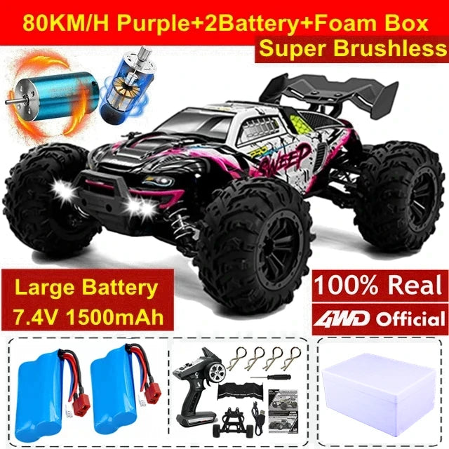 1:16 Scale 4WD High Speed RC Car – 80KM/H Brushless Off-Road Racing Drift Buggy
