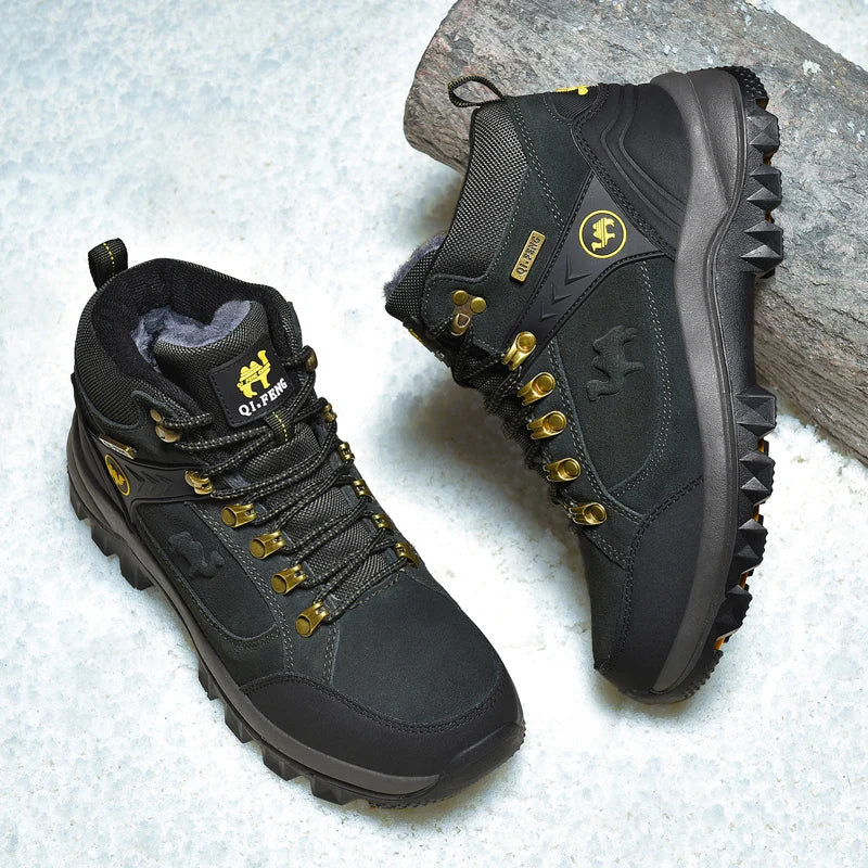 Men's Suede Shearling-Lined Winter Ankle Boots