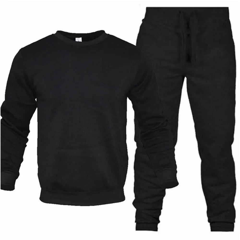 Men's Hooded Sweatshirt & Drawstring Pants Set – Casual Sport Running 2-Piece Tracksuit