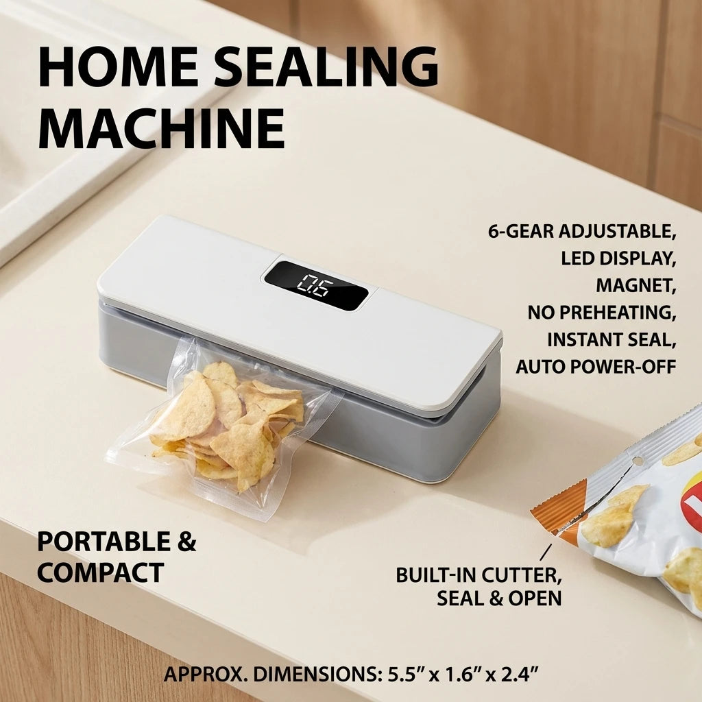 Mini Handheld Bag Sealer — Rechargeable Thermal Heat Sealing Machine for Food Packaging