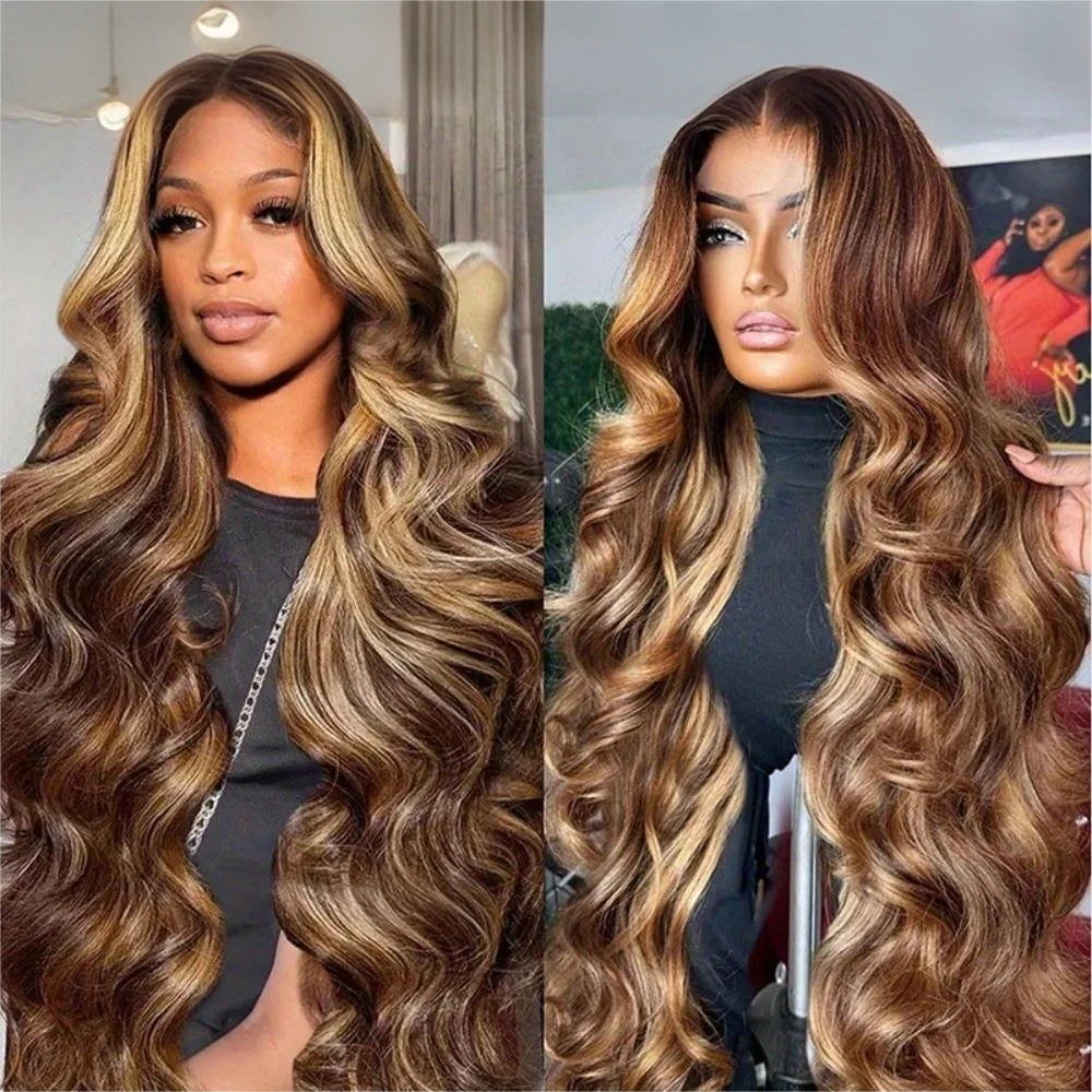 30 Inch Honey Blonde Ombre Body Wave Lace Front Wig | 4/27 Highlight 13x4 13x6 HD Glueless Pre-Plucked Brazilian Human Hair