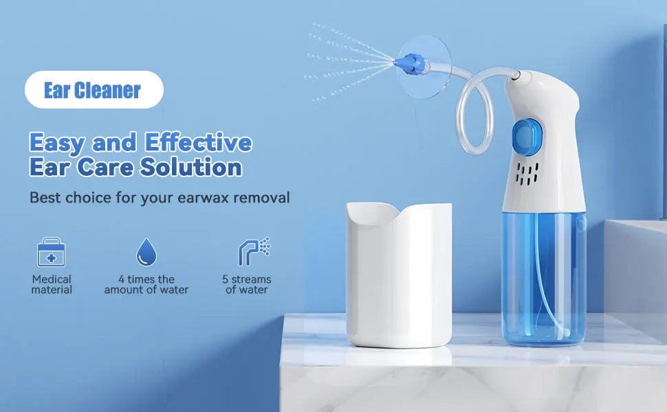Ear Wax Removal Kit – Manual Ear Irrigation & Flushing System with Basin, 10 Tips & 5-Hole Nozzle