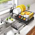 Large Dish Drying Rack with Drainboard — Rustproof Dish Drainer with Utensil Holder