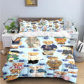 Cute Bear Print Bedding Set – Duvet Cover & Bed Linen, Single to King, Adults & Teens