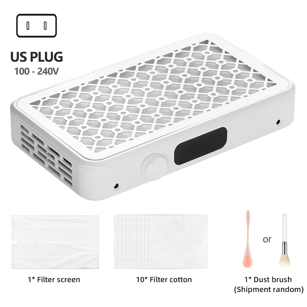 Professional Turbo Nail Dust Collector – Brushless Two-Fan Strong Suction Nail Vacuum Extractor