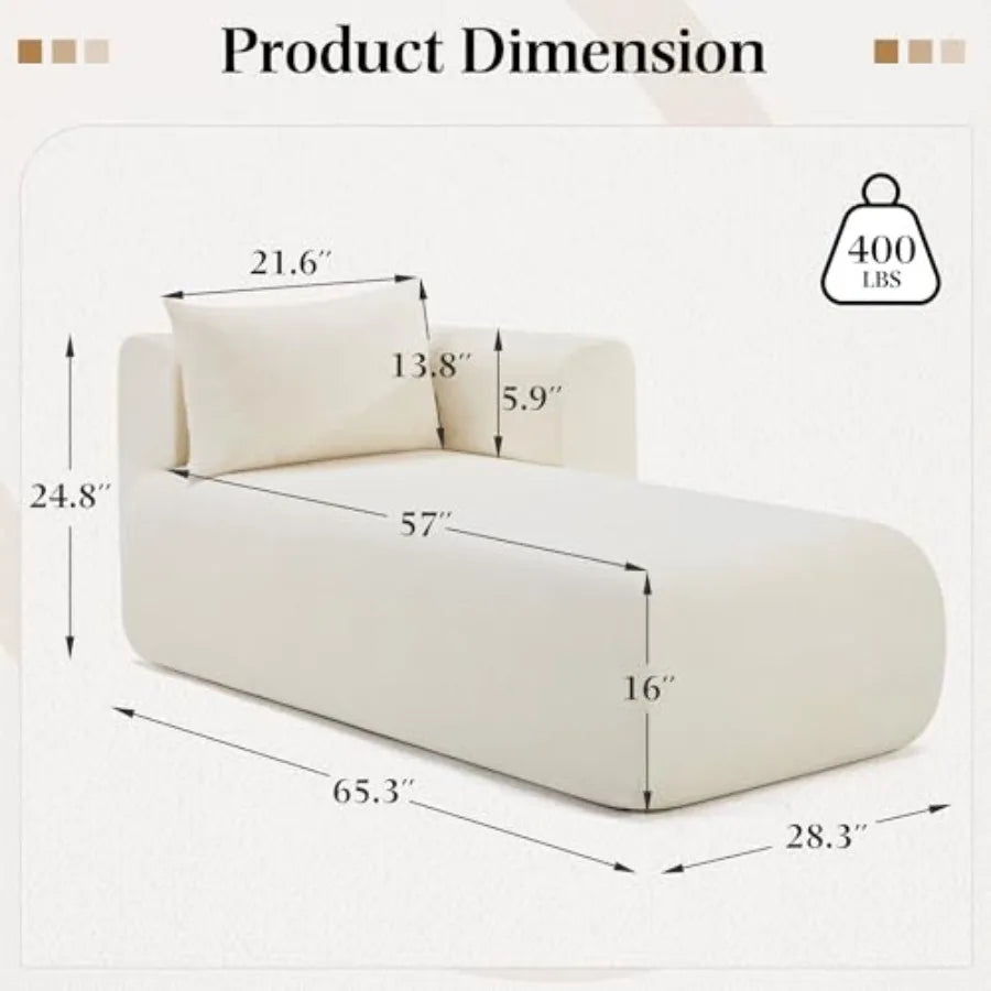 Beige Boucle Upholstered Chaise Lounge