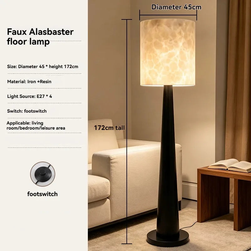 Faux Alabaster Floor Lamp – Warm Marble-Look Shade