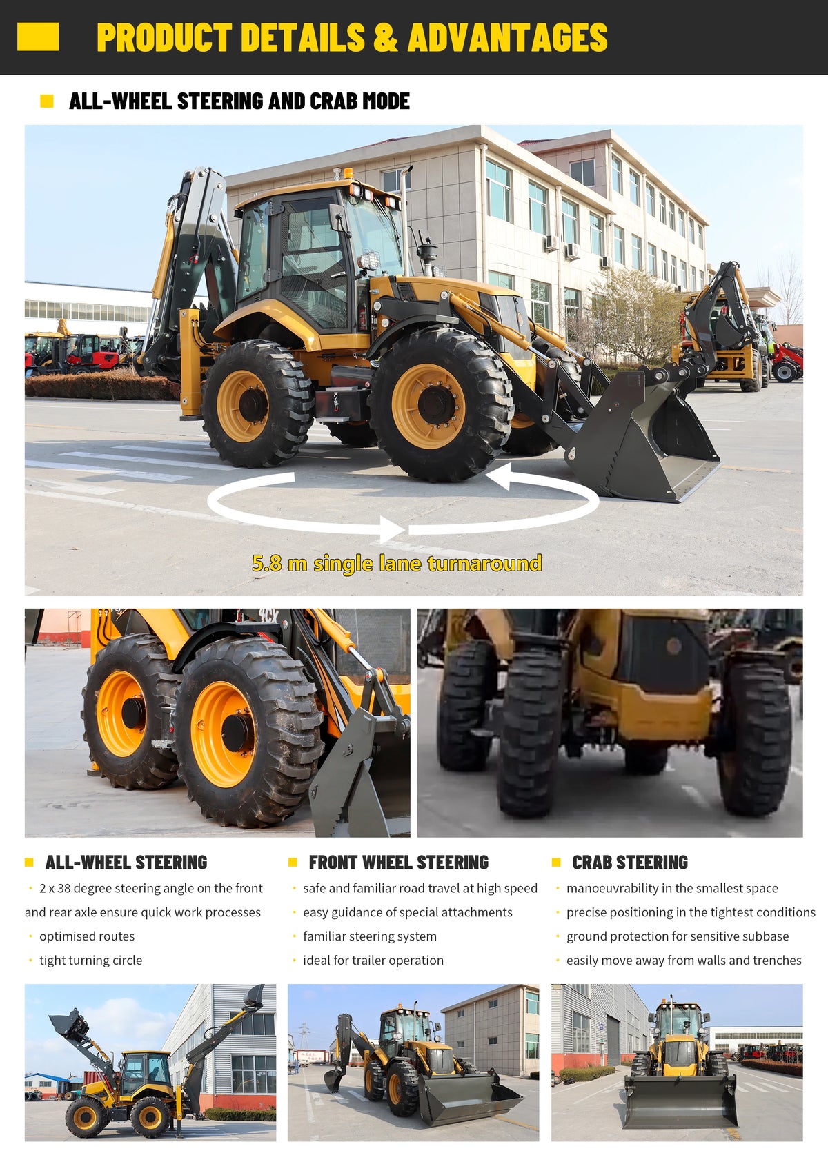 Nicosail 4-Ton 4x4 Backhoe Loader – Heavy Construction Mini Loader, Customizable