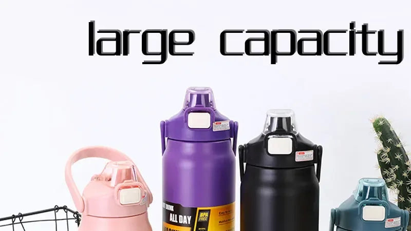 Large Capacity Vacuum Thermos Bottle with Handle & Straw – 304 SS, 6–12Hr Insulated, 800ml–1500ml, 16 Colors