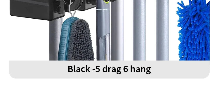 Wall Mounted Mop & Broom Holder — 3/4/5 Position Multi-Functional Storage Rack