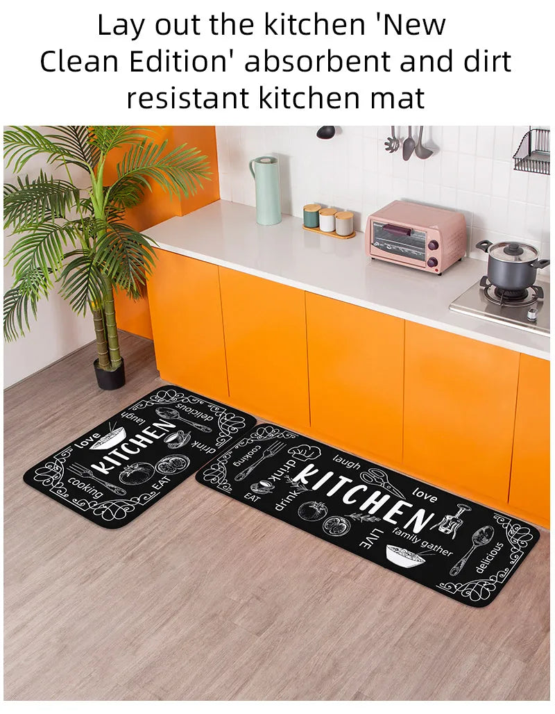 Non-Slip Absorbent Kitchen & Bathroom Floor Mat – Washable, Rubber Backing, PVC-Free, BPA-Free, 5 Sizes