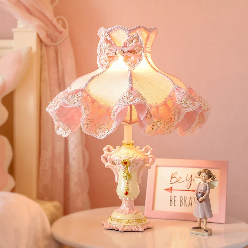 Pink Table Lamp – Decorative Fabric Shade