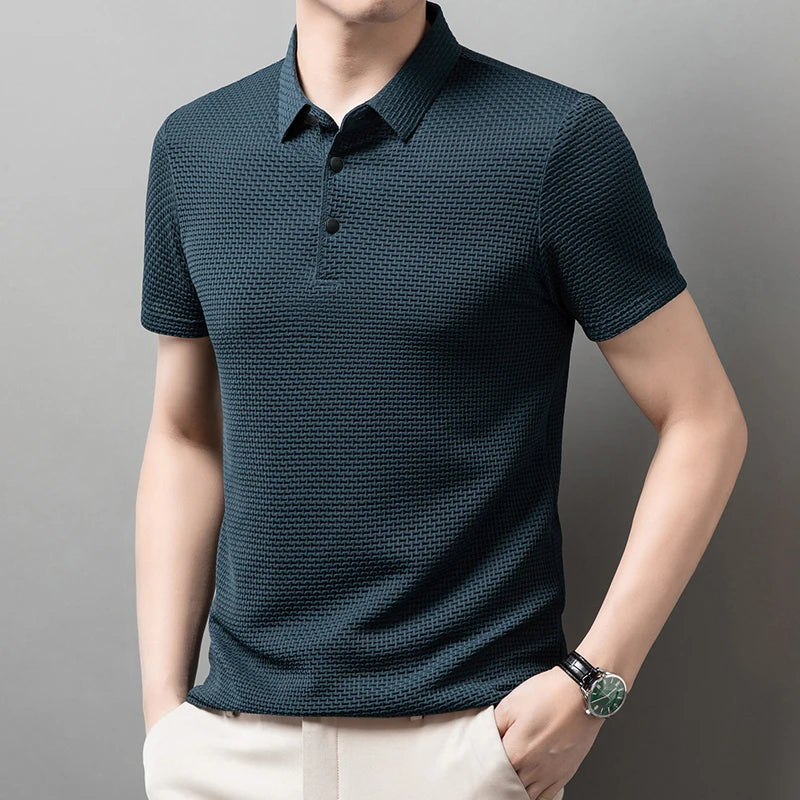 Men's Bone Flower Print Polo Shirt — Graphic Short Sleeve Casual Polo
